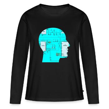 circuit électrique - T-shirt manches longues Premium bio Femme - noir - Devant - Julia (174cm)
