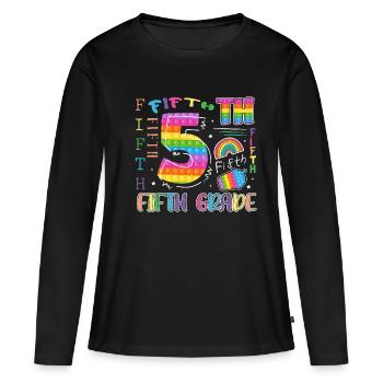 Enfant de 5e année d’école Premier jour d’école - T-shirt manches longues Premium bio Femme - noir - Devant - Julia (174cm)