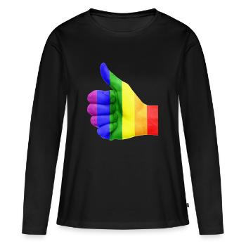 LGBT Rainbow Thumbs Up - T-shirt manches longues Premium bio Femme - noir - Devant - Julia (174cm)