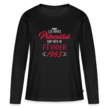 Princesses nées en février 1963 - T-shirt manches longues Premium bio Femme - noir - Devant - Julia (174cm)