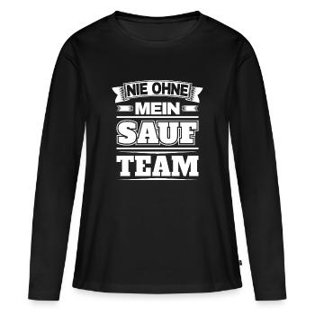 Nie ohne mein Sauf Team - Frauen Premium Bio Langarmshirt - Schwarz - Vorne - Julia (174cm)