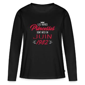 Prinzessinnen geboren im Juni 1982 - Frauen Premium Bio Langarmshirt - Schwarz - Vorne - Julia (174cm)