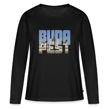 Budapest - T-shirt manches longues Premium bio Femme - noir - Devant - Julia (174cm)