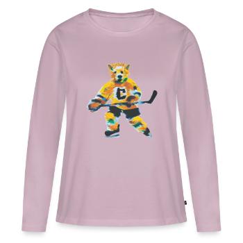 HockeyBear - Women's Premium Organic Long Sleeve Shirt - dusky pink - Front - Julia (174cm)