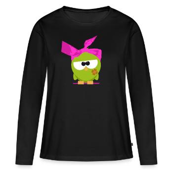 Birdie met hoofddoek - Vrouwen Premium Bio shirt met lange mouwen - zwart - Voor - Julia (174cm)