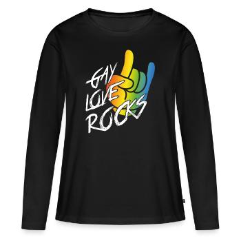 L’amour gay déchire - T-shirt manches longues Premium bio Femme - noir - Devant - Julia (174cm)