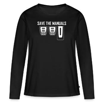 Enregistrer les manuels Réglage manuel de la vitesse - T-shirt manches longues Premium bio Femme - noir - Devant - Julia (174cm)