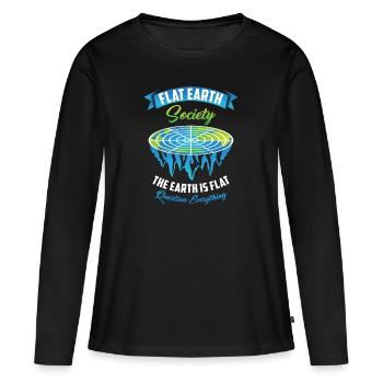 Globe terrestre théorie de la conspiration de la terre plate - T-shirt manches longues Premium bio Femme - noir - Devant - Julia (174cm)