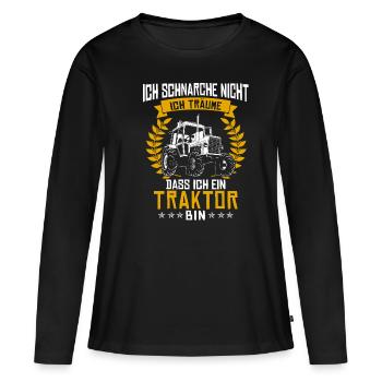 Je ne ronfle pas je rêve tracteur - T-shirt manches longues Premium bio Femme - noir - Devant - Julia (174cm)