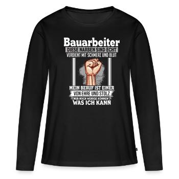 Ouvrier du bâtiment en honneur - T-shirt manches longues Premium bio Femme - noir - Devant - Julia (174cm)