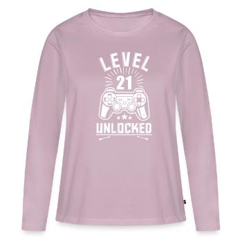 21ème anniversaire contrôleur joueur joueur - T-shirt manches longues Premium bio Femme - rose poudré - Devant - Julia (174cm)