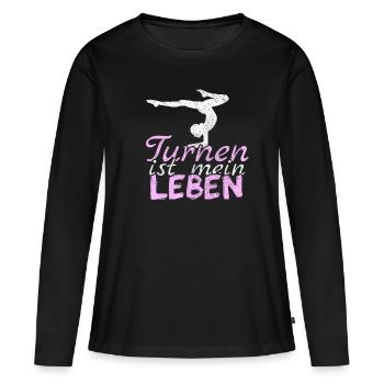 Turnen Liebe Geschenk - Frauen Premium Bio Langarmshirt - Schwarz - Vorne - Julia (174cm)