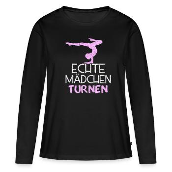 Echte Maedchen Turnen - Frauen Premium Bio Langarmshirt - Schwarz - Vorne - Julia (174cm)