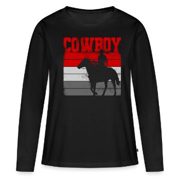 Cowboy western cavalier - T-shirt manches longues Premium bio Femme - noir - Devant - Julia (174cm)