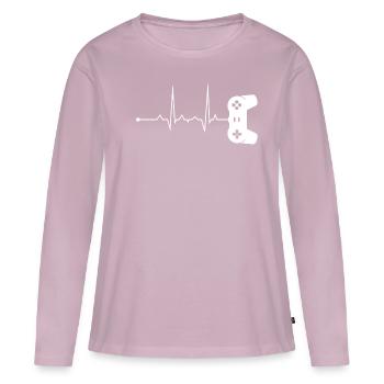 Battement de coeur ECG Gamer Gaming - T-shirt manches longues Premium bio Femme - rose poudré - Devant - Julia (174cm)