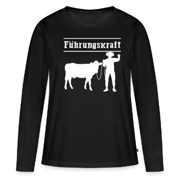 Vaches fermières - T-shirt manches longues Premium bio Femme - noir - Devant - Julia (174cm)