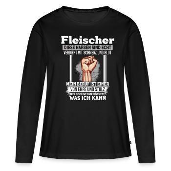 Fleischer Ehre & Stolz Faust - Frauen Premium Bio Langarmshirt - Schwarz - Vorne - Julia (174cm)