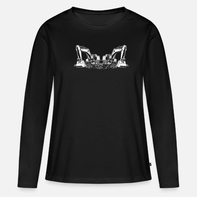 Bagger Baustelle - Frauen Premium Bio Langarmshirt - Schwarz
