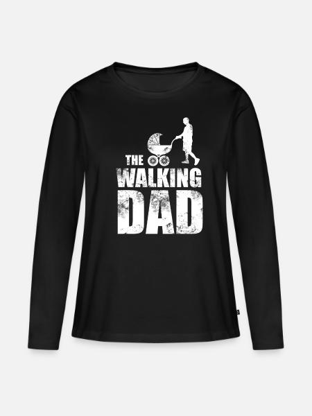 The Walking Dad Vatertag - Frauen Premium Bio Langarmshirt - Schwarz