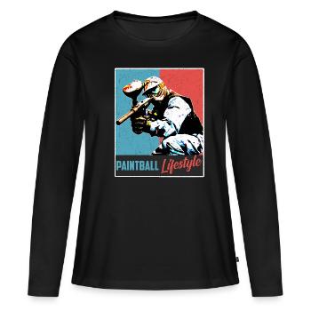 Paintball vintage - T-shirt manches longues Premium bio Femme - noir - Devant - Julia (174cm)