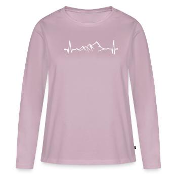 Grimpeur ECG Heartbeat - T-shirt manches longues Premium bio Femme - rose poudré - Devant - Julia (174cm)