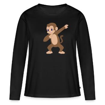 Tamponner le singe tamponner - T-shirt manches longues Premium bio Femme - noir - Devant - Julia (174cm)
