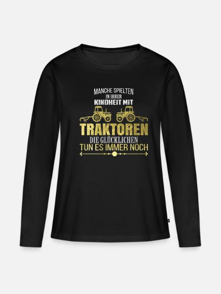 Landwirt Traktoren Traktor Bauer Traktorfan - Frauen Premium Bio Langarmshirt - Schwarz