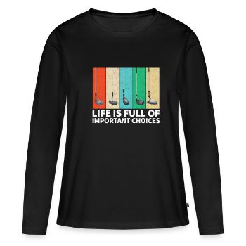 Golf Golfschläger - Frauen Premium Bio Langarmshirt - Schwarz - Vorne - Julia (174cm)