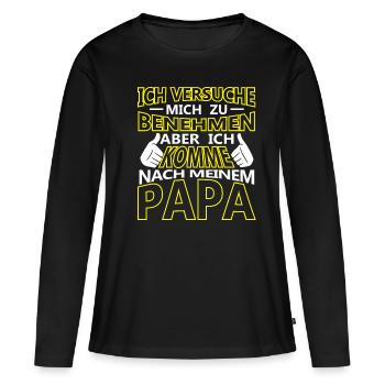 J'essaie de me comporter papa - T-shirt manches longues Premium bio Femme - noir - Devant - Julia (174cm)