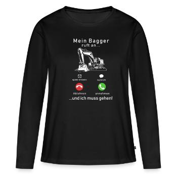 Mon excavateur appelle - T-shirt manches longues Premium bio Femme - noir - Devant - Julia (174cm)