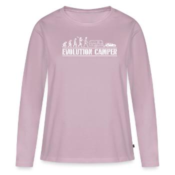 Evolution Camper Camping - T-shirt manches longues Premium bio Femme - rose poudré - Devant - Julia (174cm)