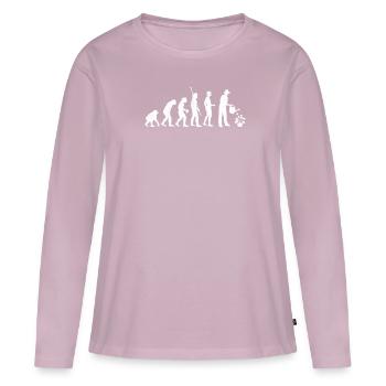 Evolution Jardinier - T-shirt manches longues Premium bio Femme - rose poudré - Devant - Julia (174cm)