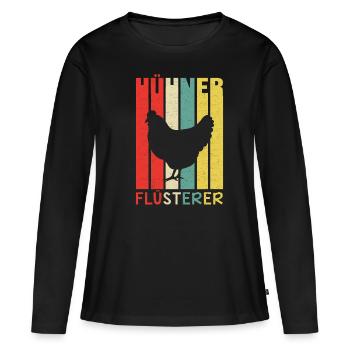 Whisperer de poulet cru - T-shirt manches longues Premium bio Femme - noir - Devant - Julia (174cm)