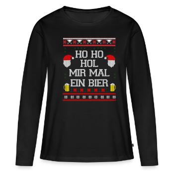 Ugly Christmas Bière - T-shirt manches longues Premium bio Femme - noir - Devant - Julia (174cm)