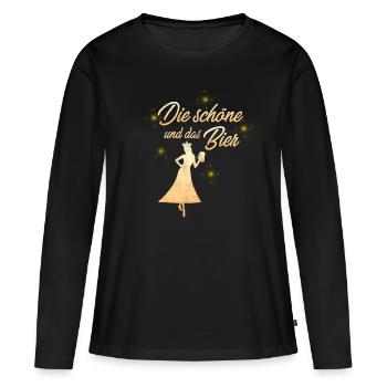 La belle et la bière - T-shirt manches longues Premium bio Femme - noir - Devant - Julia (174cm)