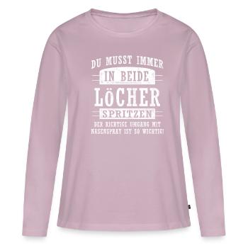 Spray nasal trous seringues - T-shirt manches longues Premium bio Femme - rose poudré - Devant - Julia (174cm)