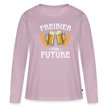 Freibier for future - T-shirt manches longues Premium bio Femme - rose poudré - Devant - Julia (174cm)