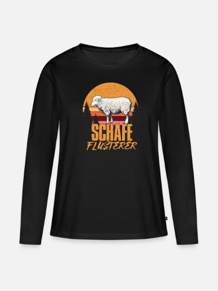 Vintage Schafe Flüsterer - Frauen Premium Bio Langarmshirt - Schwarz