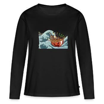 Ramen Welle Kanagawa - Frauen Premium Bio Langarmshirt - Schwarz - Vorne - Julia (174cm)