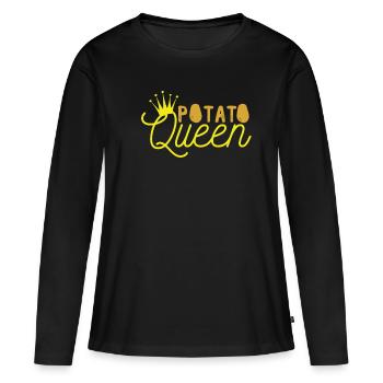 Reine des pommes de terre - T-shirt manches longues Premium bio Femme - noir - Devant - Julia (174cm)