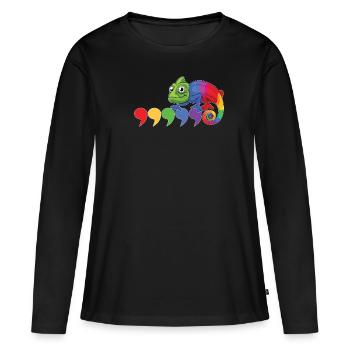 Virgule caméléon - T-shirt manches longues Premium bio Femme - noir - Devant - Julia (174cm)