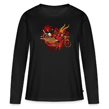 Ramen Drache Japan - Frauen Premium Bio Langarmshirt - Schwarz - Vorne - Julia (174cm)