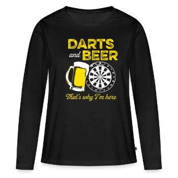 Darts Dart und Bier - Frauen Premium Bio Langarmshirt - Schwarz - Vorne - Julia (174cm)