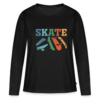 Skate Vintage Retro Design - Frauen Premium Bio Langarmshirt - Schwarz - Vorne - Julia (174cm)