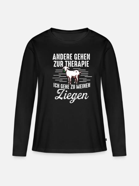 Therapie Ziegen Ziege Hirte - Frauen Premium Bio Langarmshirt - Schwarz