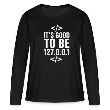 Programmeur localhost - T-shirt manches longues Premium bio Femme - noir - Devant - Julia (174cm)