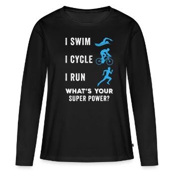 Triathlète - T-shirt manches longues Premium bio Femme - noir - Devant - Julia (174cm)