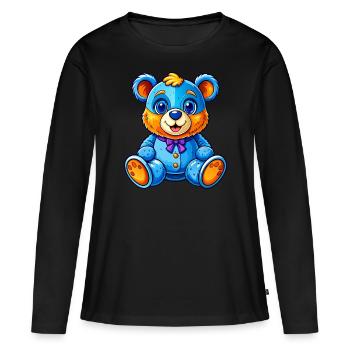Teddy bleu - T-shirt manches longues Premium bio Femme - noir - Devant - Julia (174cm)