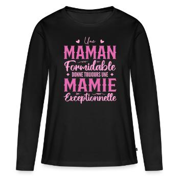 Erstaunliche Mutter gibt eine hervorragende Oma - Frauen Premium Bio Langarmshirt - Schwarz - Vorne - Julia (174cm)