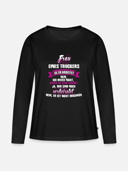 Trucker - Frauen Premium Bio Langarmshirt - Schwarz
